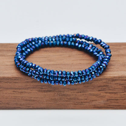 Crystal Faceted Rondelle Beads 2mm, Tiny Size Glass Spacer Beads, Metallic Blue Sparkly (BZ02-01) / 180 beads