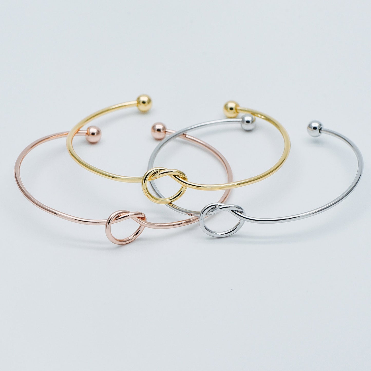 4pcs Adjustable Bangle Bracelets, Gold/ Silver/ Rose Gold, Brass Expandable Charm Bangle Wire, Color Not Easily Tarnish (#GB-397)