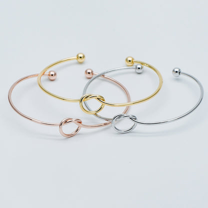 4pcs Adjustable Bangle Bracelets, Gold/ Silver/ Rose Gold, Brass Expandable Charm Bangle Wire, Color Not Easily Tarnish (#GB-397)