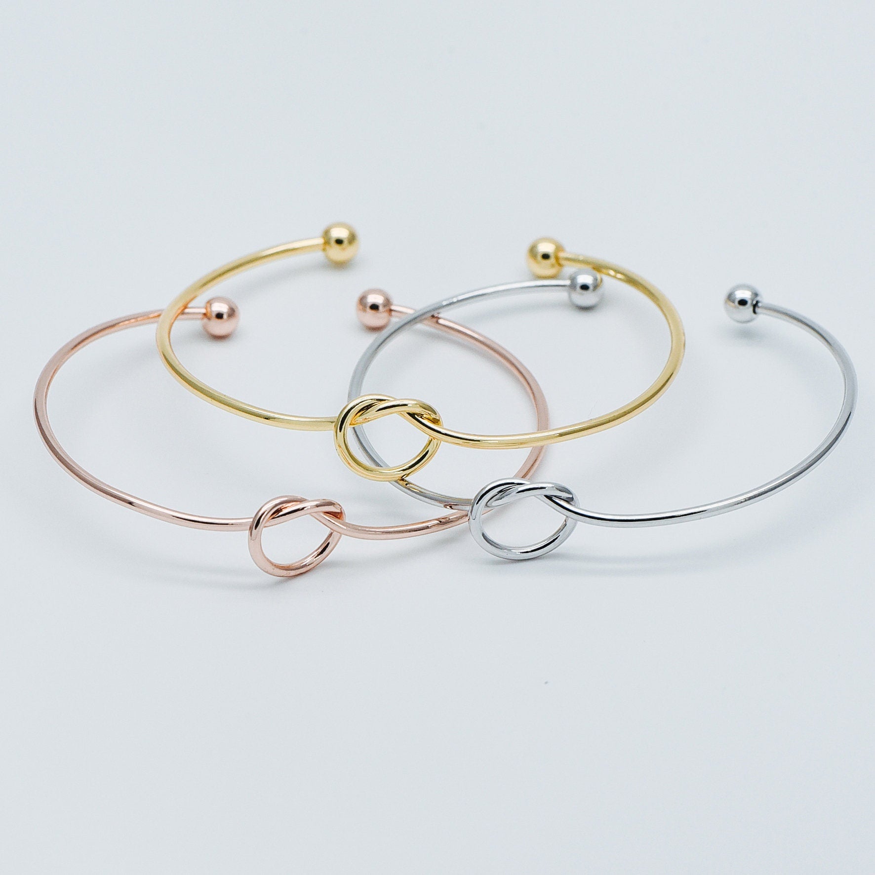 4pcs Adjustable Bangle Bracelets, Gold/ Silver/ Rose Gold, Brass Expandable Charm Bangle Wire, Color Not Easily Tarnish (#GB-397)