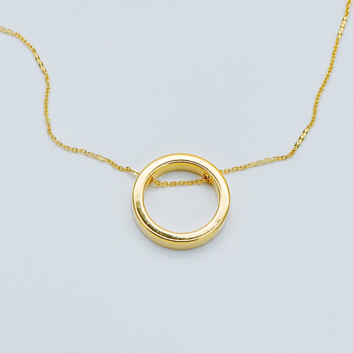 10pcs Gold Ring Charms 16mm, Polished Gold plated Brass Round Circle Pendants, Two Holes (GB-387)