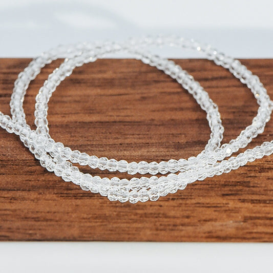 Crystal Faceted Rondelle Beads 2mm, Tiny Size Glass Spacer Beads, Transparent Clear (BZ02-19) / 200 beads