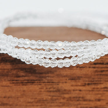 Crystal Faceted Rondelle Beads 2mm, Tiny Size Glass Spacer Beads, Transparent Clear (BZ02-19) / 200 beads