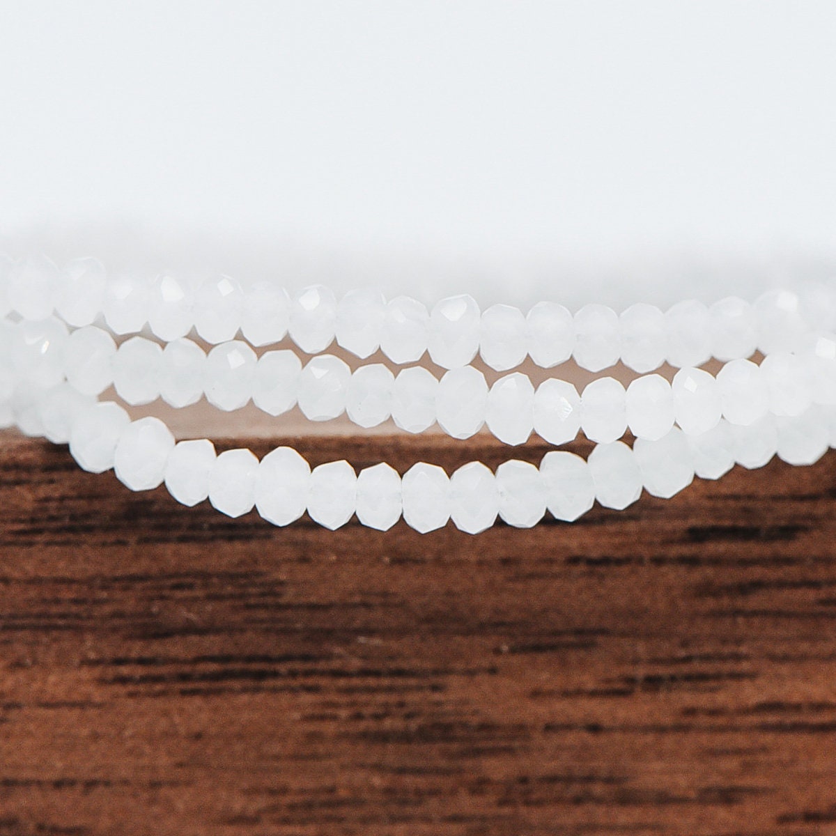 Crystal Faceted Rondelle Beads 2mm, Tiny Size Glass Spacer Beads, White (BZ02-20) / 150 beads