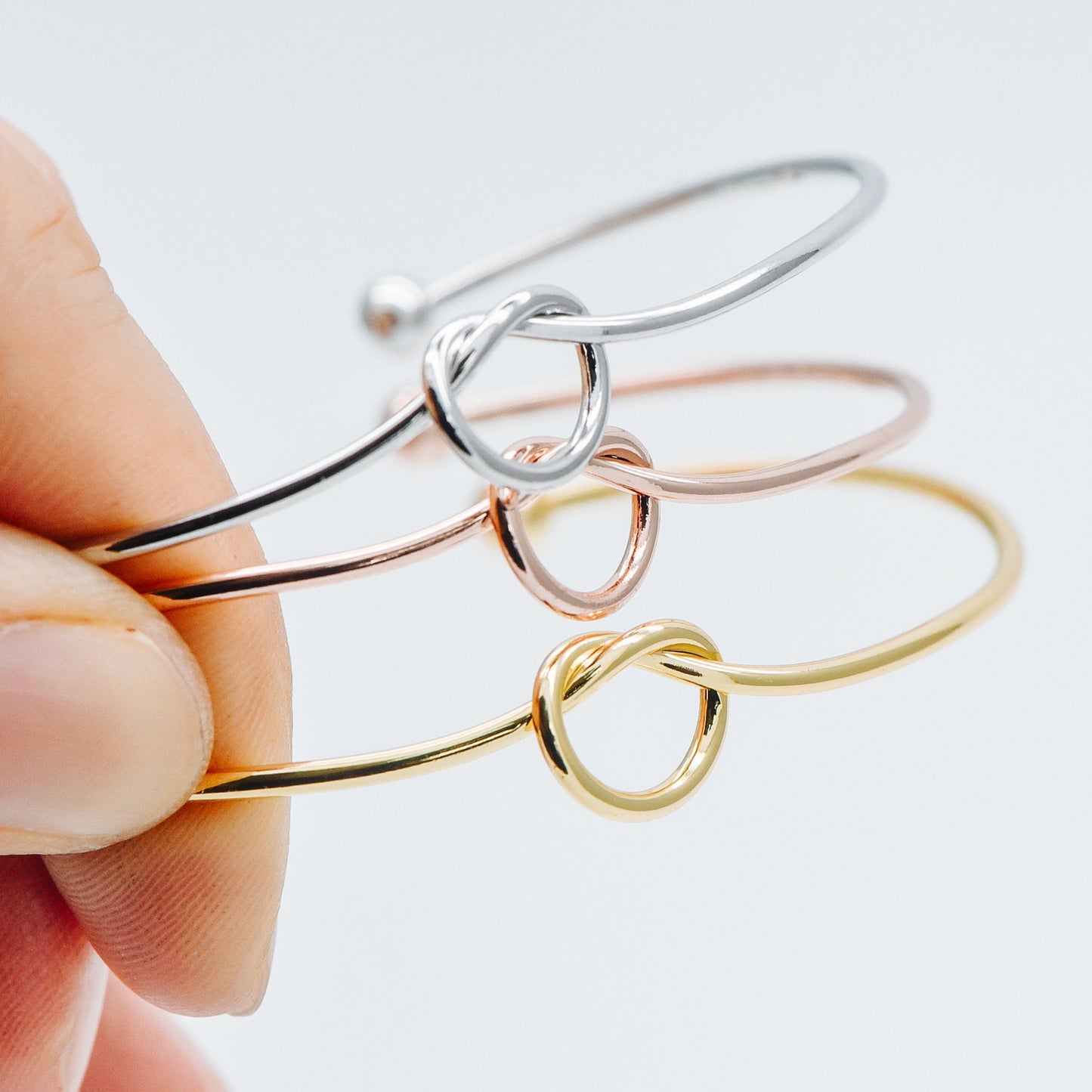 4pcs Adjustable Bangle Bracelets, Gold/ Silver/ Rose Gold, Brass Expandable Charm Bangle Wire, Color Not Easily Tarnish (#GB-397)