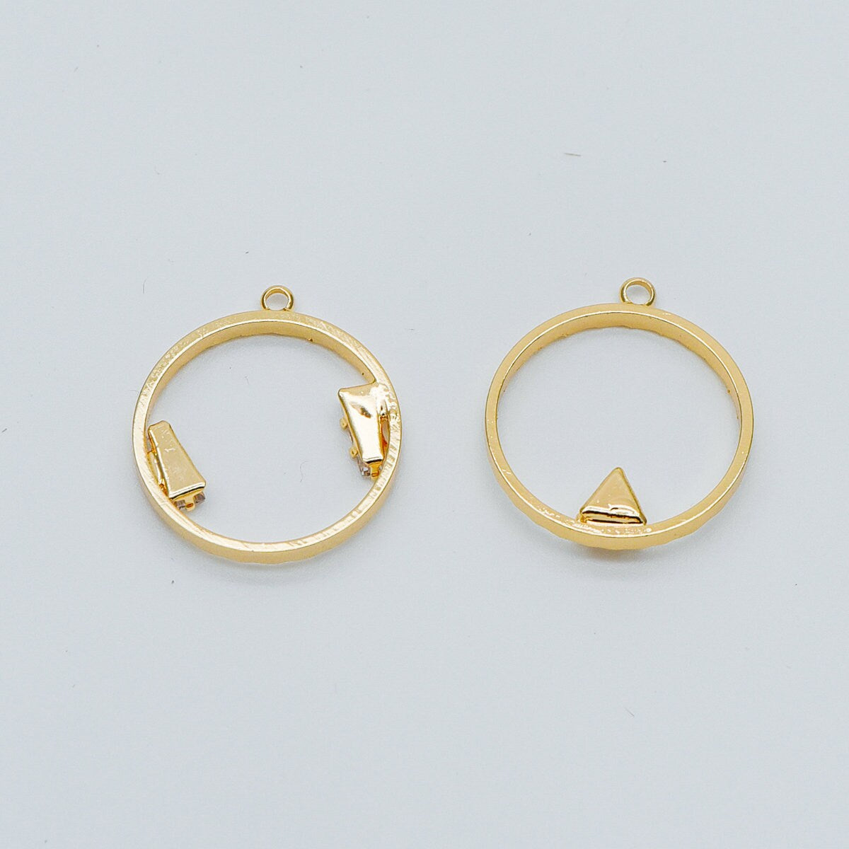10pcs Gold Round Circle Charms 24x21mm, CZ pave Ring Pendants, Lead Nickel Free (GB-410)