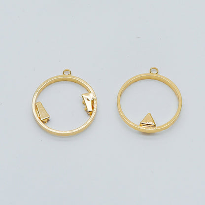 10pcs Gold Round Circle Charms 24x21mm, CZ pave Ring Pendants, Lead Nickel Free (GB-410)