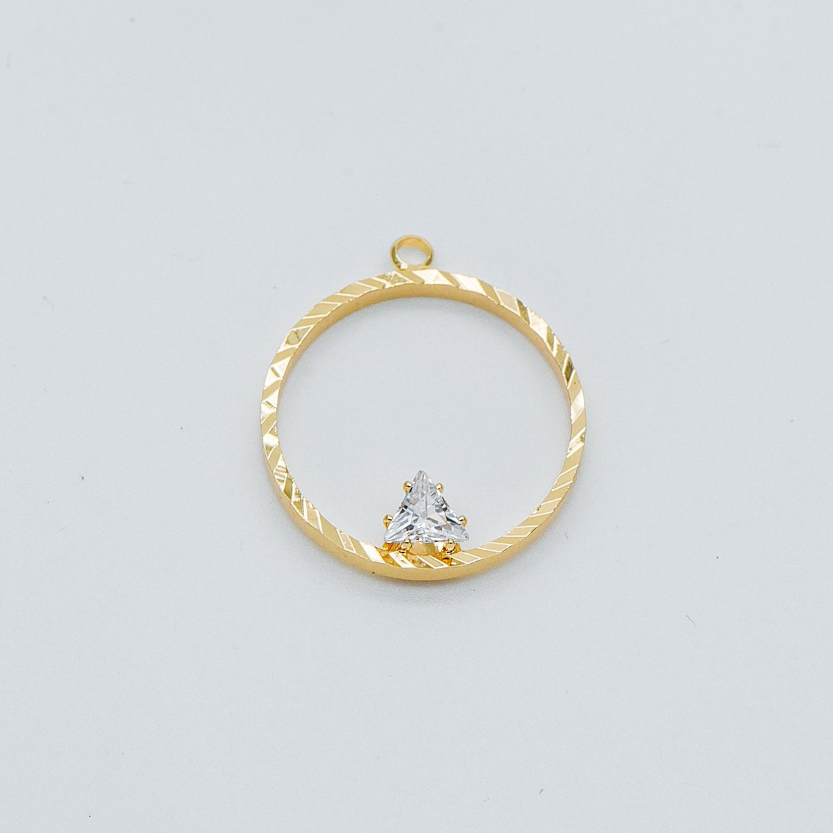 10pcs Gold Round Circle Charms 24x21mm, CZ pave Ring Pendants, Lead Nickel Free (GB-410)