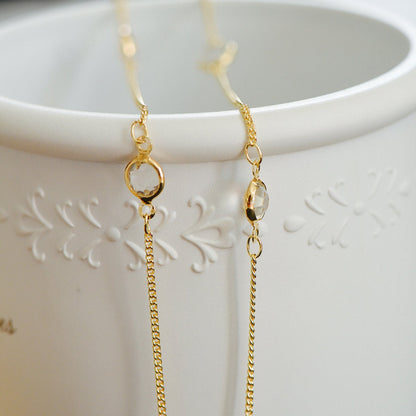 Gold plated Brass Crystal Beaded Chains, 1.3mm Chains with 7mm Flat Coin Clear Beads, Color Not Easily Tarnish (#LK-186)/ 1 Meter=3.3 ft