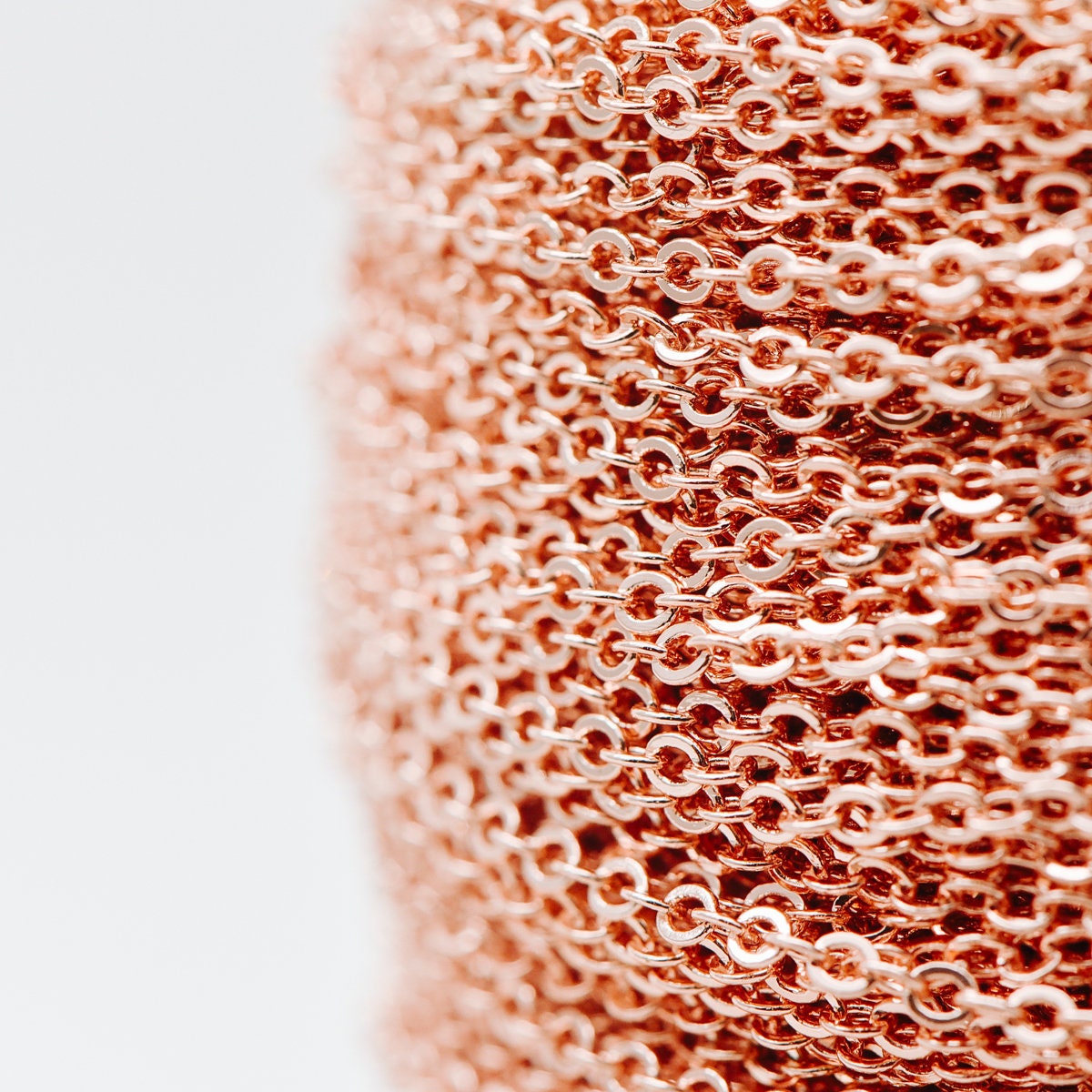 Rose Gold plated Cable Chains, 1.2/ 1.6/ 2.1mm Oval Chains (#LK-187)/ 1 Meter=3.3 ft