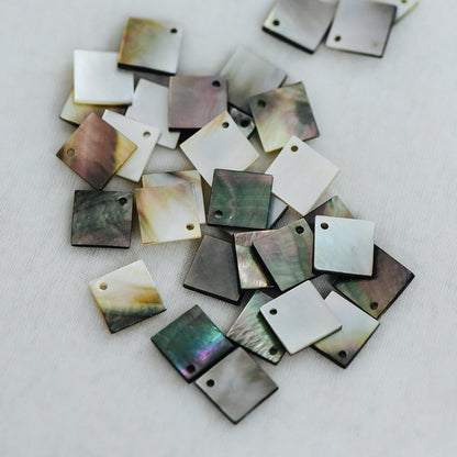 10pcs Black Mother of Pearl Square Charms, Geometric Shell Pendants 10/ 15/ 20mm (#V1327)
