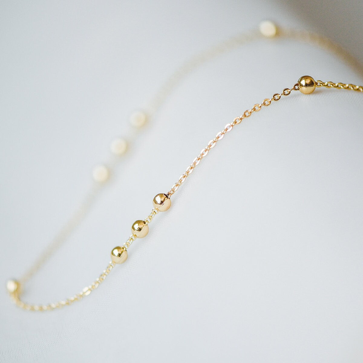 Gold plated Brass Beaded Chains, 1.6mm Chain with 3.5mm Ball Beads, Color Not Easily Tarnish (#LK-188)/ 1 Meter=3.3 ft