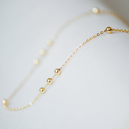 Gold plated Brass Beaded Chains, 1.6mm Chain with 3.5mm Ball Beads, Color Not Easily Tarnish (#LK-188)/ 1 Meter=3.3 ft