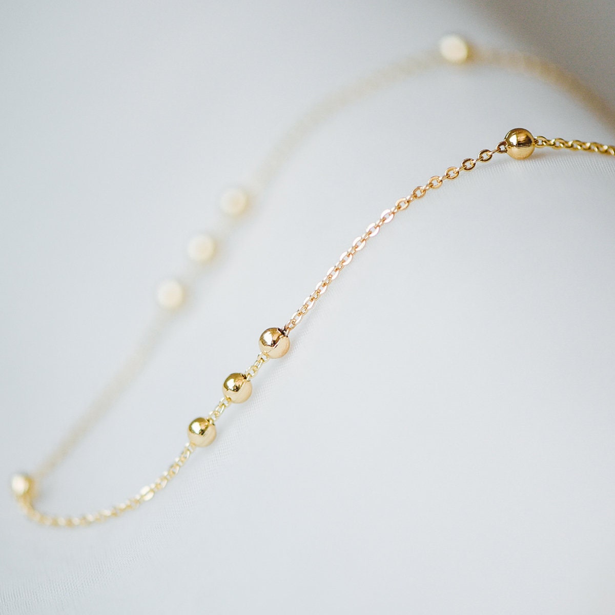 Gold plated Brass Beaded Chains, 1.6mm Chain with 3.5mm Ball Beads, Color Not Easily Tarnish (#LK-188)/ 1 Meter=3.3 ft