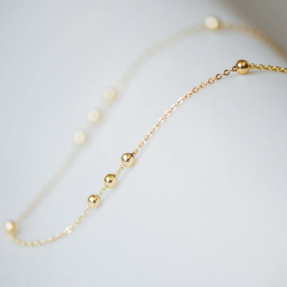 Gold plated Brass Beaded Chains, 1.6mm Chain with 3.5mm Ball Beads, Color Not Easily Tarnish (#LK-188)/ 1 Meter=3.3 ft