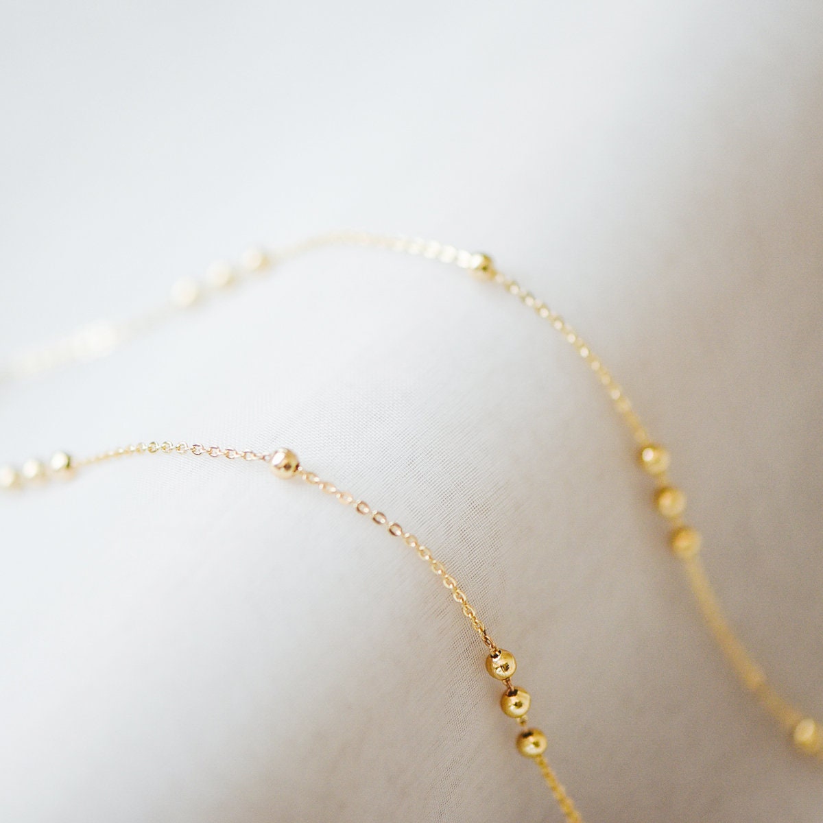 Gold plated Brass Beaded Chains, 1.6mm Chain with 3.5mm Ball Beads, Color Not Easily Tarnish (#LK-188)/ 1 Meter=3.3 ft