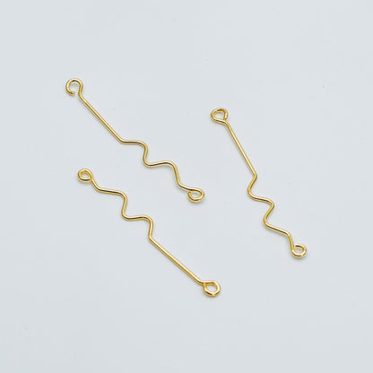 10pcs Gold Earring Wire Charms, Gold plated Brass Chain Bar Pendants, Earwire Connector Findings 50mm (GB-454)