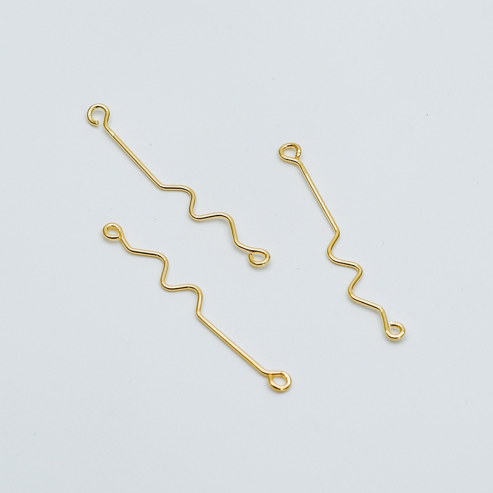 10pcs Gold Earring Wire Charms, Gold plated Brass Chain Bar Pendants, Earwire Connector Findings 50mm (GB-454)