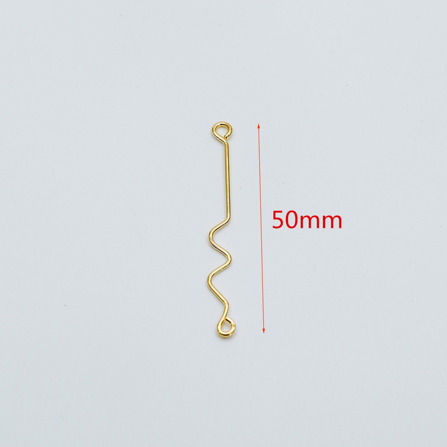 10pcs Gold Earring Wire Charms, Gold plated Brass Chain Bar Pendants, Earwire Connector Findings 50mm (GB-454)