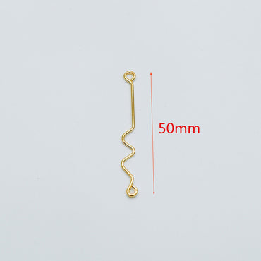 10pcs Gold Earring Wire Charms, Gold plated Brass Chain Bar Pendants, Earwire Connector Findings 50mm (GB-454)