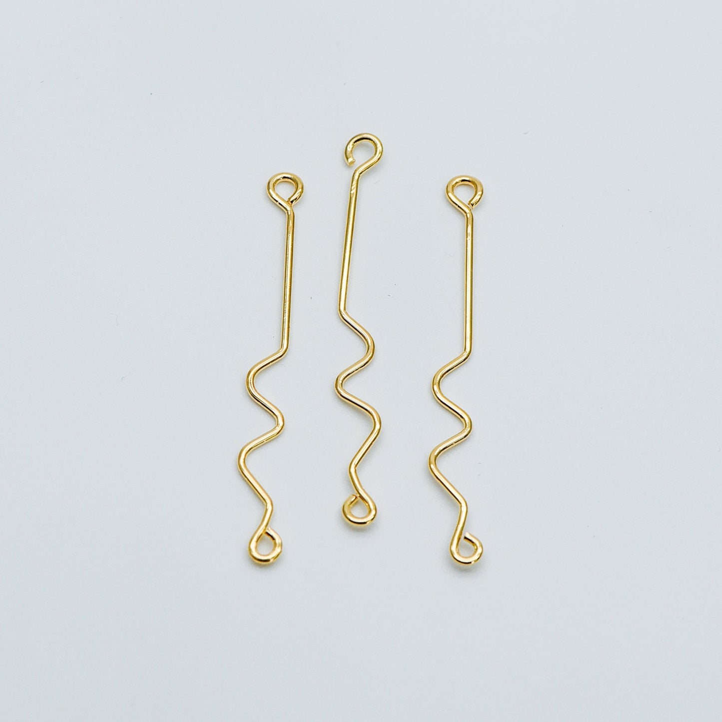 10pcs Gold Earring Wire Charms, Gold plated Brass Chain Bar Pendants, Earwire Connector Findings 50mm (GB-454)