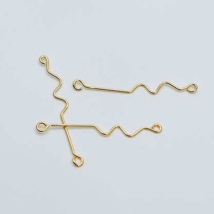 10pcs Gold Earring Wire Charms, Gold plated Brass Chain Bar Pendants, Earwire Connector Findings 50mm (GB-454)