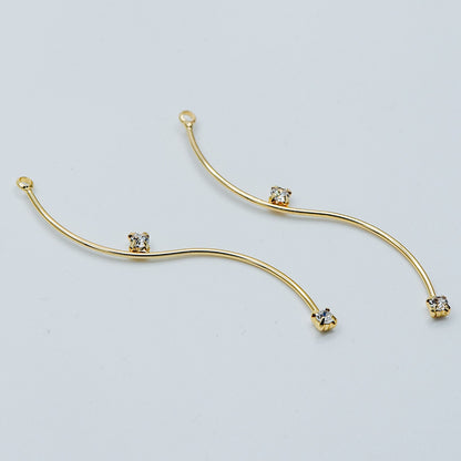 8pcs CZ Pave Gold Wire Charms 56mm, Earring Components, Earwire Threader Pendants (GB-459)