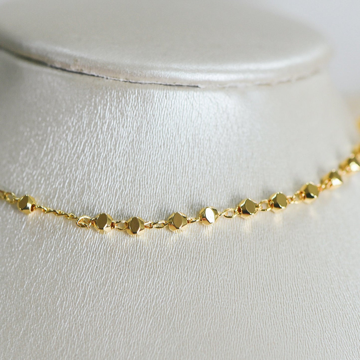 Gold plated Brass Beaded Chains, 1.5mm Chain with 3mm Faceted Beads, Jewelry Craft Chain Wholesale (#LK-193)/ 1 Meter=3.3 ft