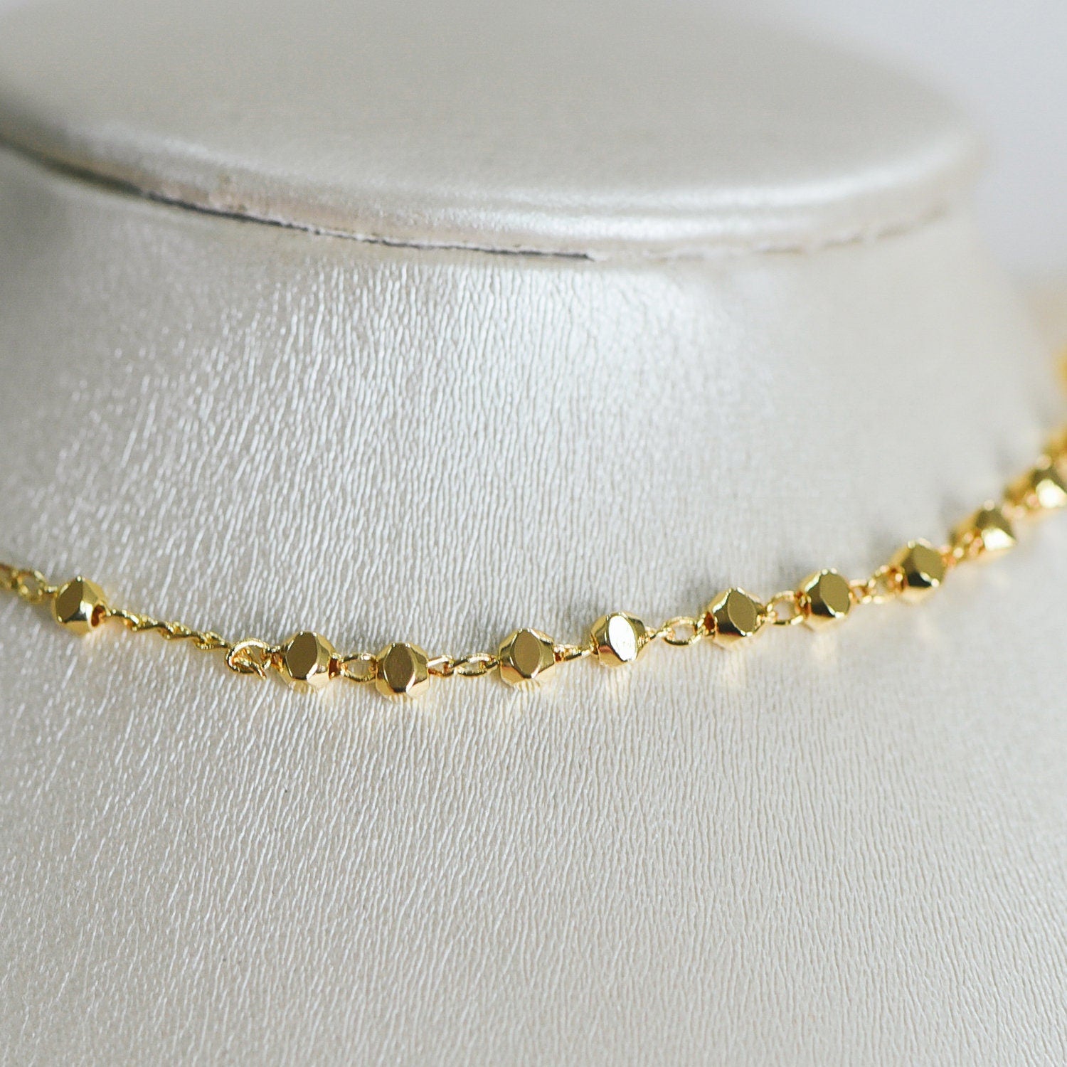 Gold plated Brass Beaded Chains, 1.5mm Chain with 3mm Faceted Beads, Jewelry Craft Chain Wholesale (#LK-193)/ 1 Meter=3.3 ft
