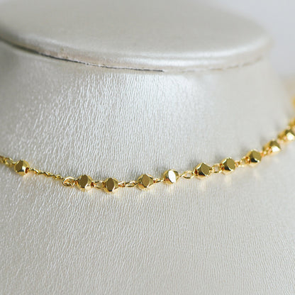 Gold plated Brass Beaded Chains, 1.5mm Chain with 3mm Faceted Beads, Jewelry Craft Chain Wholesale (#LK-193)/ 1 Meter=3.3 ft