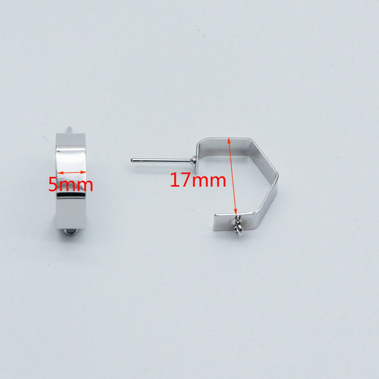 10pcs Gold/ Silver Hexagon Earring Studs, Gold/ Rhodium plated Brass, Geometric Ear Posts Components (GB-445)