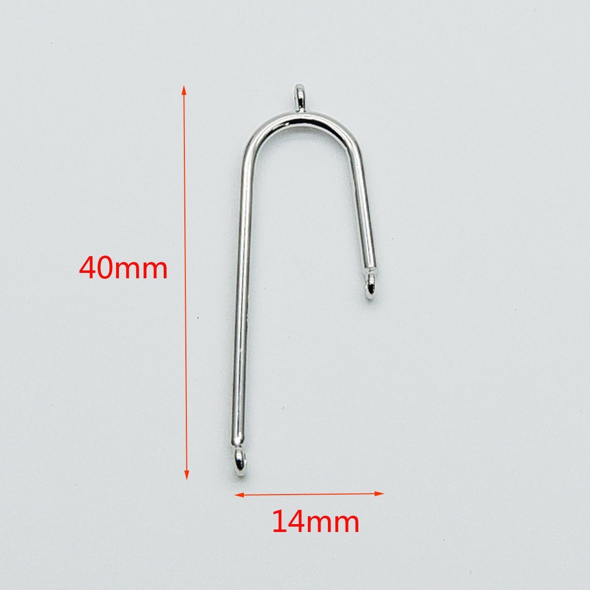 10pcs Gold/ Silver Tube Charm Connectors, Real Gold/ Rhodium plated Brass, U-shaped Curved Bar Stick Pendants 40mm (GB-449)