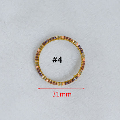 4pcs Miyuki Seed Bead Charm Connectors: Geometric Ring Pendants (RM-37)