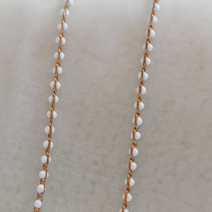 White Enamel Brass Chain 2.5mm Thin, Unplated Brass Designer Chains (#LK-050-2)/ 1 Meter=3.3ft