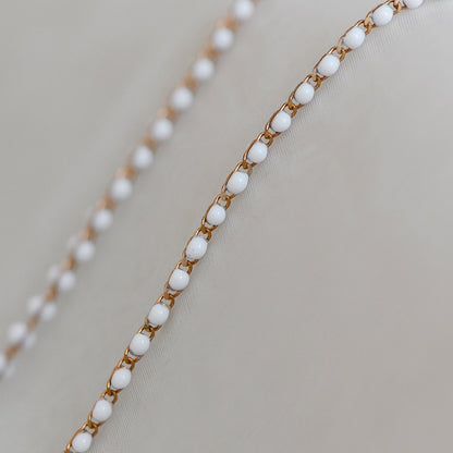 White Enamel Brass Chain 2.5mm Thin, Unplated Brass Designer Chains (#LK-050-2)/ 1 Meter=3.3ft