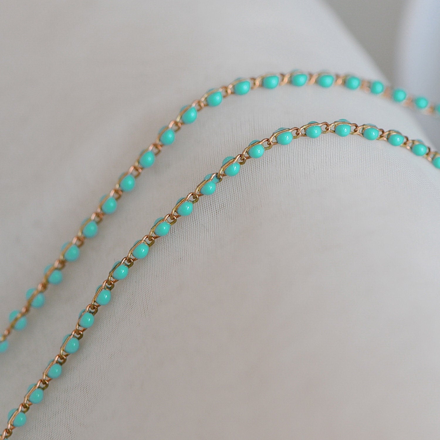 Green Enamel Brass Chain 2.5mm Thin, Unplated Brass Designer Chains (#LK-050-3)/ 1 Meter=3.3ft