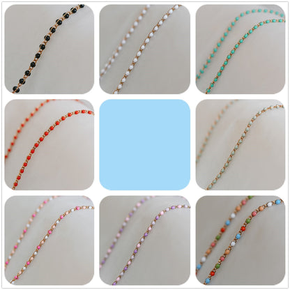 Rainbow Enamel Brass Chain 2.5mm Thin, Unplated Brass Designer Chains (#LK-050-8)/ 1 Meter=3.3ft