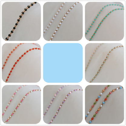 Rainbow Enamel Brass Chain 2.5mm Thin, Unplated Brass Designer Chains (#LK-050-8)/ 1 Meter=3.3ft