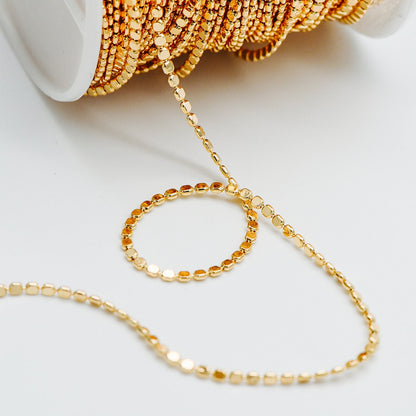 Gold plated Brass Beaded Chains 2mm, Craft Jewelry Chain (#LK-198)/ 1 Meter=3.3 ft