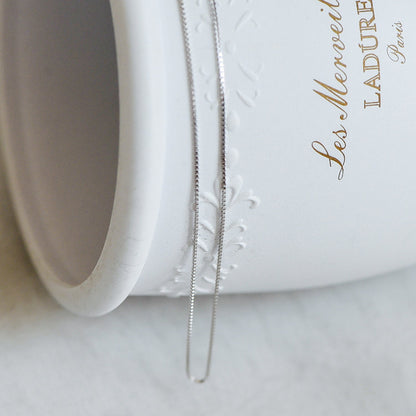 Sterling Silver .925 Finished Necklace Chains for Women, Rhodium plated 18 Inch Box Chains, 0.6mm=22 gauge, Ready to Wear (CY-012)