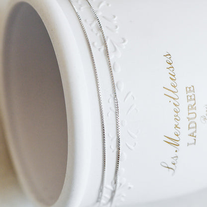 Sterling Silver .925 Finished Necklace Chains for Women, Rhodium plated 18 Inch Box Chains, 0.6mm=22 gauge, Ready to Wear (CY-012)