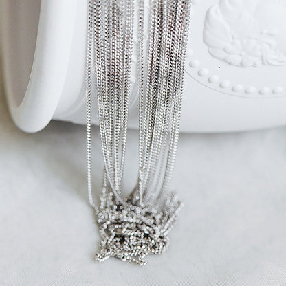 Sterling Silver .925 Curb Chain 1mm, Finished Dainty Necklace Chains, Rhodium plated 18 Inch Ready to Wear (CY-014)