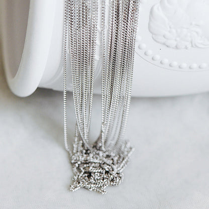 Sterling Silver .925 Curb Chain 1mm, Finished Dainty Necklace Chains, Rhodium plated 18 Inch Ready to Wear (CY-014)