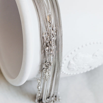 Sterling Silver .925 Curb Chain 1mm, Finished Dainty Necklace Chains, Rhodium plated 18 Inch Ready to Wear (CY-014)