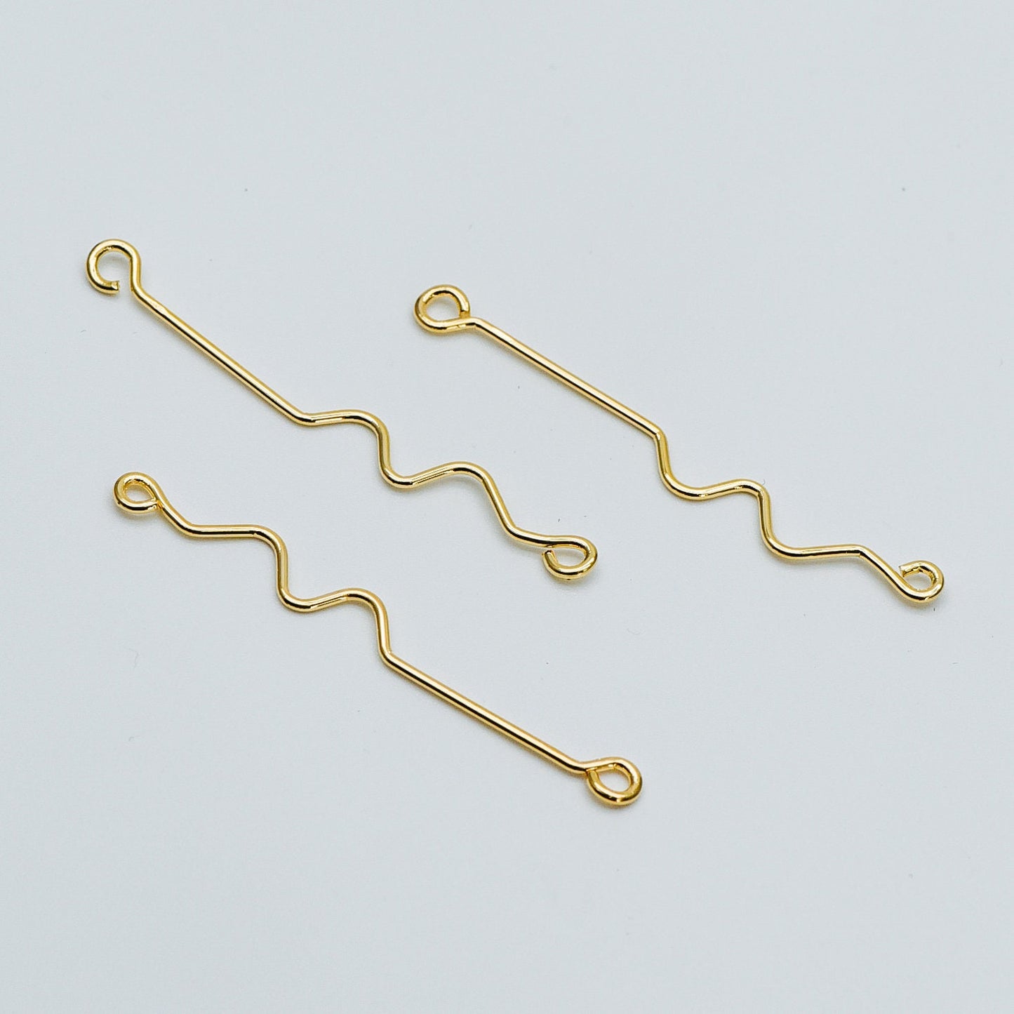 10pcs Gold Earring Wire Charms, Gold plated Brass Chain Bar Pendants, Earwire Connector Findings 50mm (GB-454)