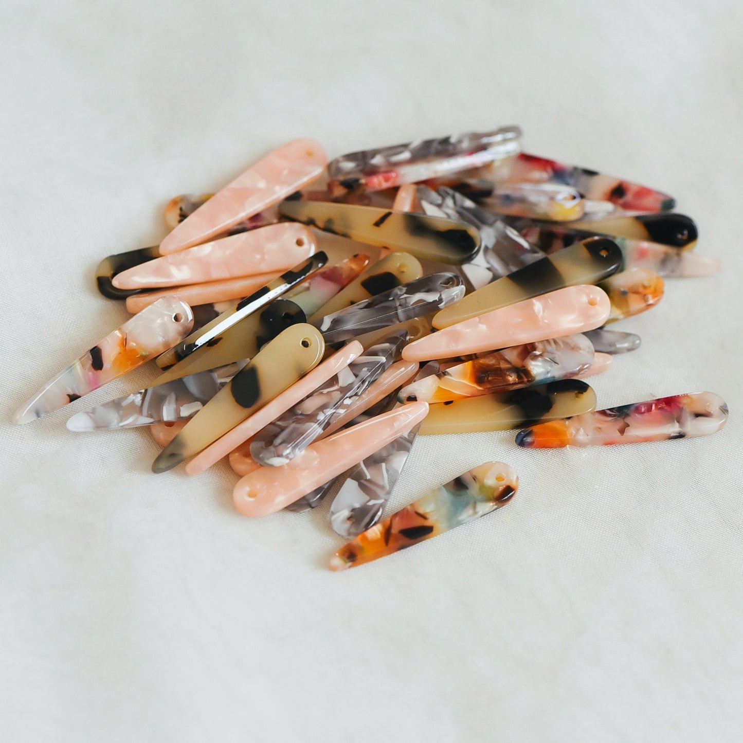 20pcs Tortoise Shell Acetate Bar Pendants 34x7mm, Acrylic Craft Earring Components, Long Stick Resin Charms (#HT-29)