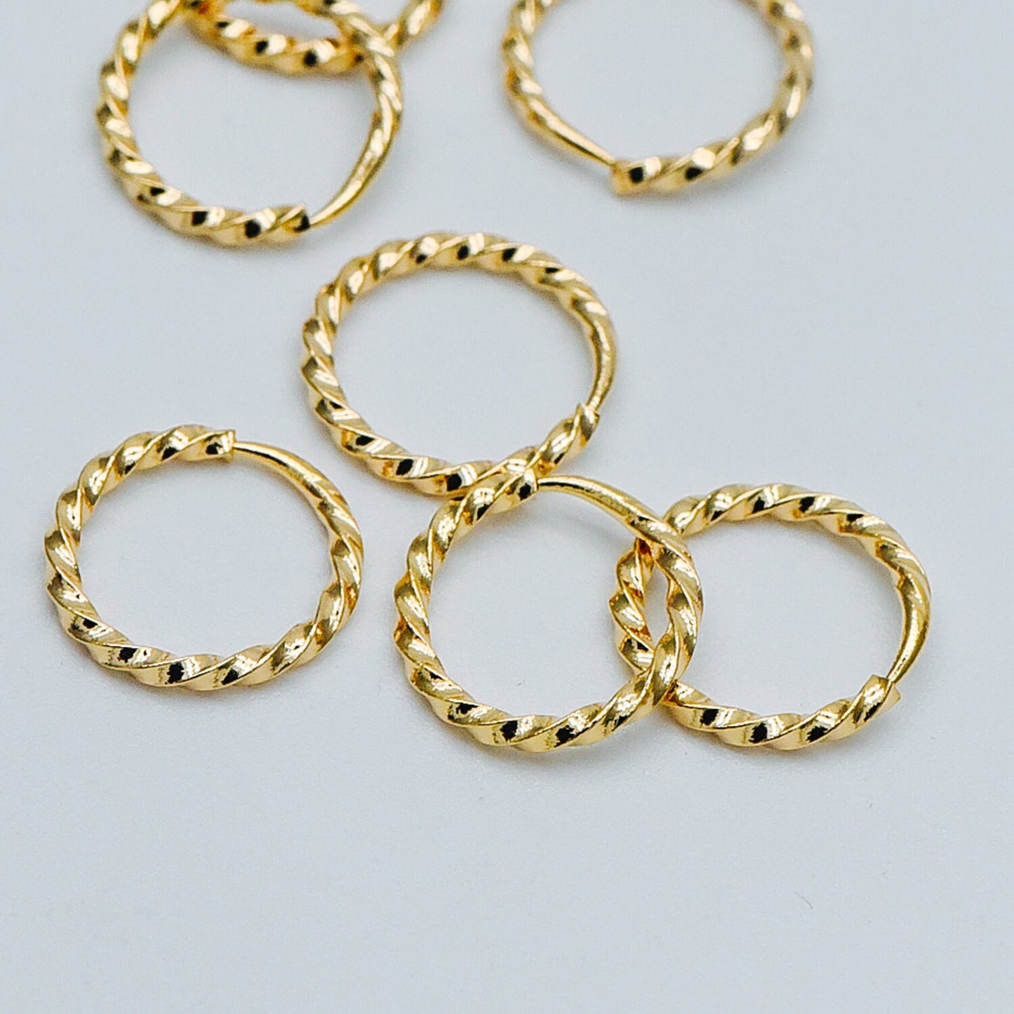 20pcs Gold/ Silver tone Open Jump Rings 11mm, Gold/ Rhodium plated Brass, Twisted Split Jumpring, Loop Hoop Earring (GB-498)