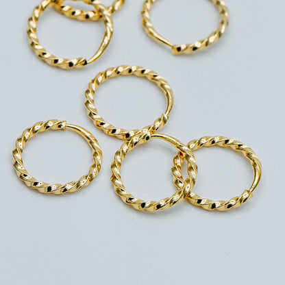 10pcs Gold/ Silver tone Open Jump Rings 11mm, Gold/ Rhodium plated Brass, Twisted Split Jumpring, Loop Hoop Earring (GB-498)