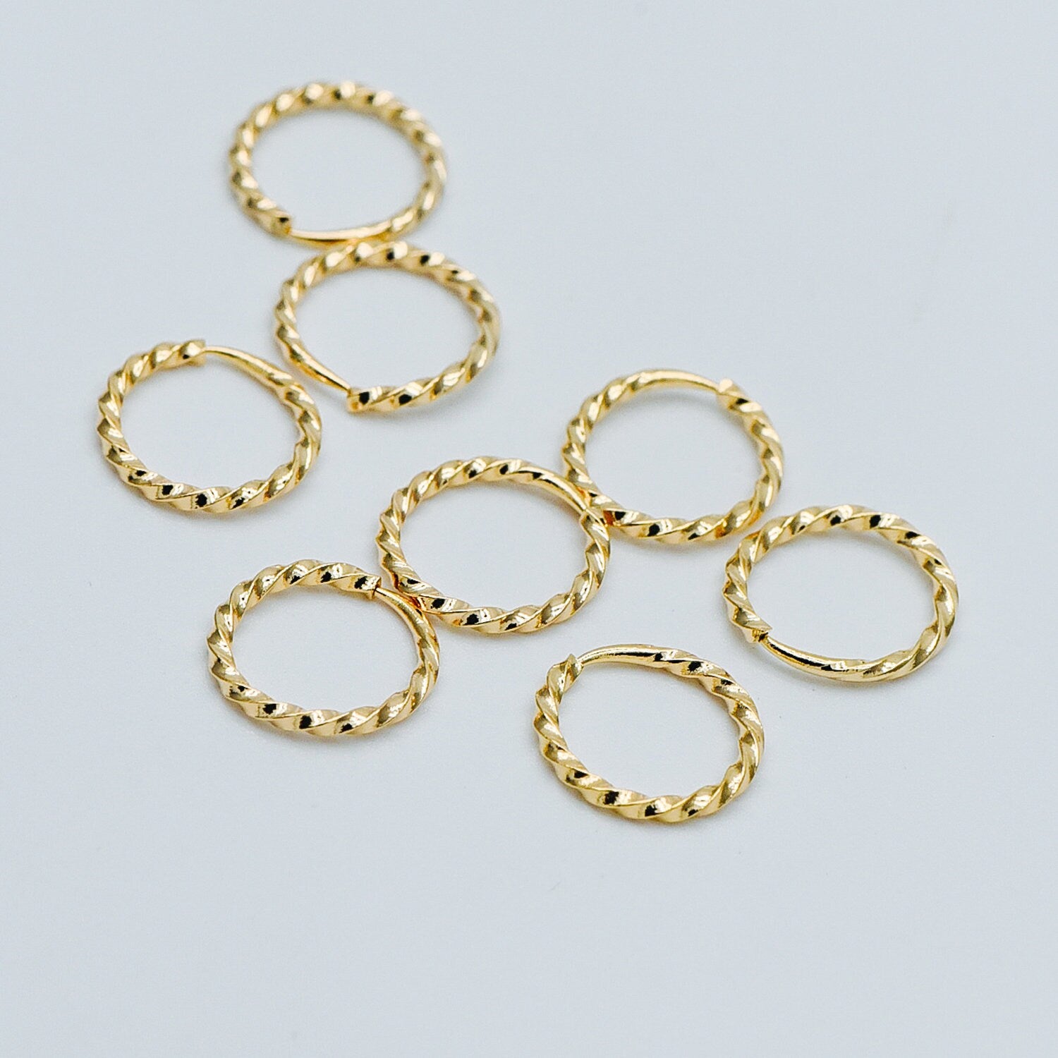 20pcs Gold/ Silver tone Open Jump Rings 11mm, Gold/ Rhodium plated Brass, Twisted Split Jumpring, Loop Hoop Earring (GB-498)
