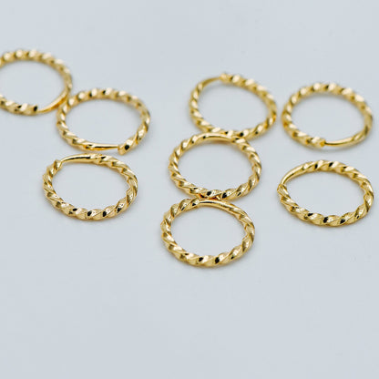 20pcs Gold/ Silver tone Open Jump Rings 11mm, Gold/ Rhodium plated Brass, Twisted Split Jumpring, Loop Hoop Earring (GB-498)